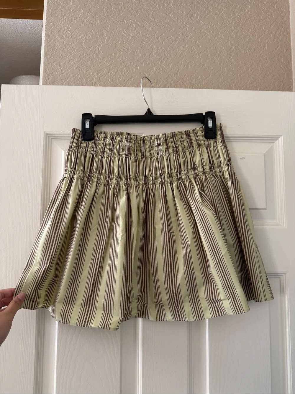 BNWT Zara Brown & Green Mint Chocolate Striped Mini Skirt